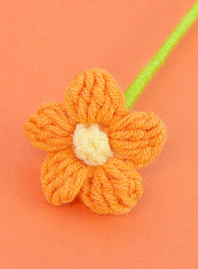 手工成品毛线钩织日系小花朵泡芙花仿真花假花可爱花束装饰花