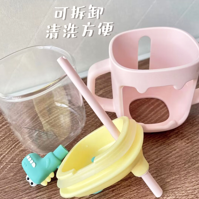 babycare儿童牛奶杯刻度杯宝宝家用吸管水杯玻璃幼儿手柄直饮防摔-图3