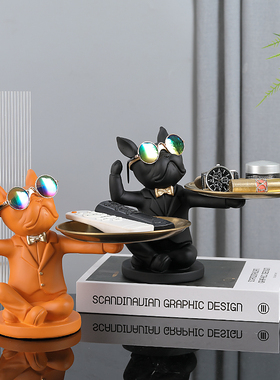 创意斗牛犬狗收纳摆件钥匙前台