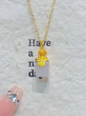 抖音爆款国风醒狮福字印章吊坠项链女新中式国潮风古法鎏金醒狮