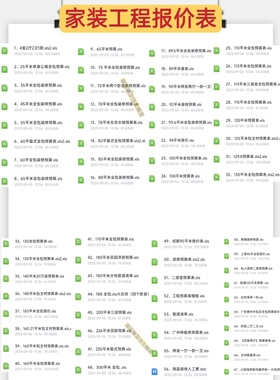 家装工装房装修预算报价模板材料价格清单全包半包预算表进度模板