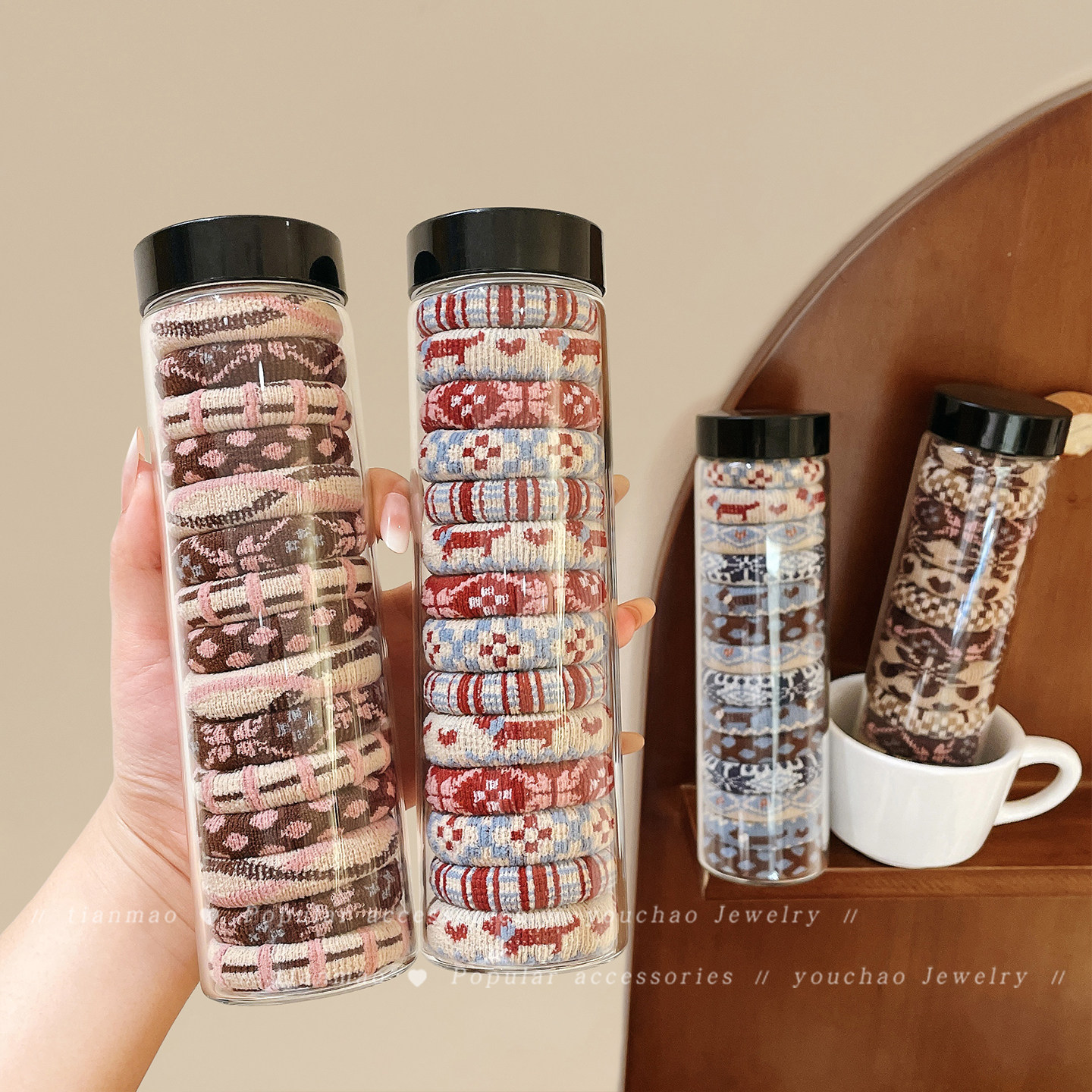 韩版儿童秋冬复古费尔岛风毛巾圈高弹扎马尾皮筋女童加粗耐用头绳,淘宝优惠券,粉丝福利购,淘宝优惠卷