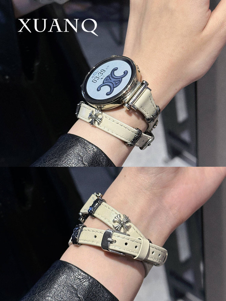 萱芊适用于华为GT6十字架双圈高级感华为手表GT5GT4表带watch543pro女GT32手表带Fit432新款荣耀4pro女小香风,淘宝优惠券,粉丝福利购,淘宝优惠卷