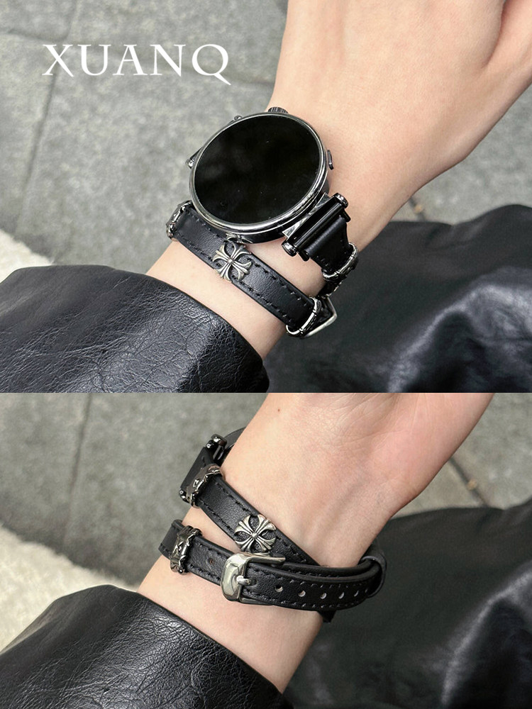 萱芊适用于华为GT6十字架双圈高级感华为手表GT5GT4表带watch543pro女GT32手表带Fit432新款荣耀4pro女小香风,淘宝优惠券,粉丝福利购,淘宝优惠卷