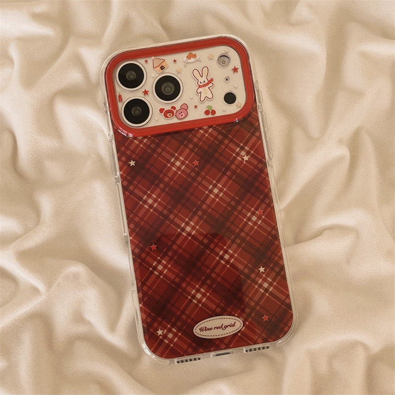 独壳 红色格纹立体斑点小狗挂饰适用苹果17promax手机壳日韩创意卡通iPhone16新款15防摔女款双层手机套硬壳,淘宝优惠券,粉丝福利购,淘宝优惠卷
