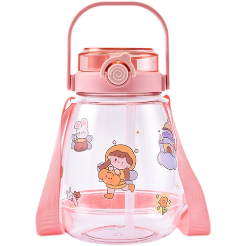 Мультяшная высококачественная вместительная и большая пластиковая детская милая портативная трубочка со стаканом подходит для мужчин и женщин, популярно в интернете