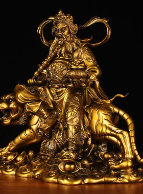 武财神赵公明神像仿铜骑虎元帅财神供奉店铺前台招财公司开业礼品