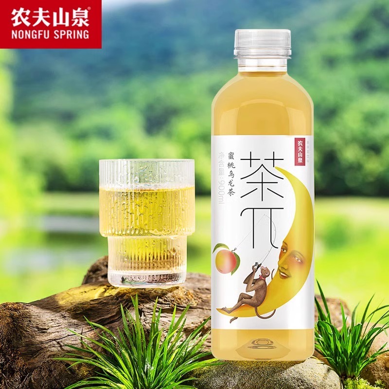 农夫山泉茶π茶派900ml*12大瓶蜜桃乌龙茶西柚茉莉花茶果味茶饮料 - 图0