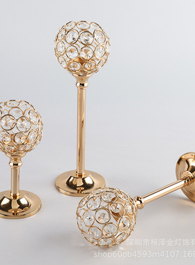 Mini Crystal Candlestick Metal Ornament Wedding Hotel Home