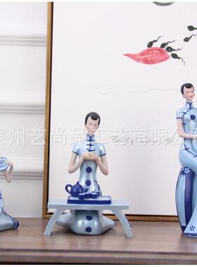 银灰色典仕装女件SUY送礼国外客人古工艺品新摆房家居饰