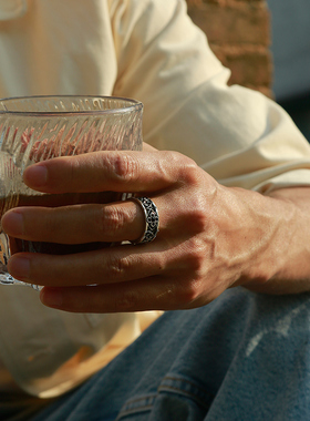 荆棘戒指男生十字架指环