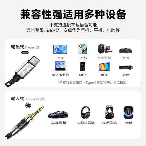 丹麦同顿 Typec转3.5车载手机音频线双镀银车用苹果华为aux连接线 - 图3
