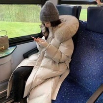 SNICYKER2023 Years Winter New Plus Thick Fur Collar Down Clothing Womens Fashion Mid-Length White Duck Suede Jacket