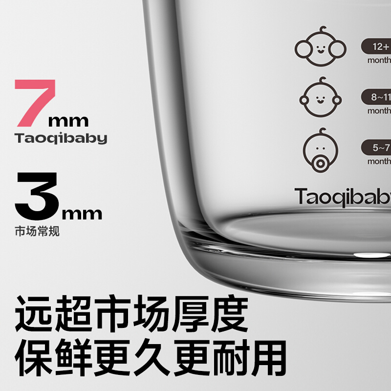 taoqibaby辅食盒玻璃可蒸煮蛋碗婴儿专用辅食碗宝宝储存工具全套-图2