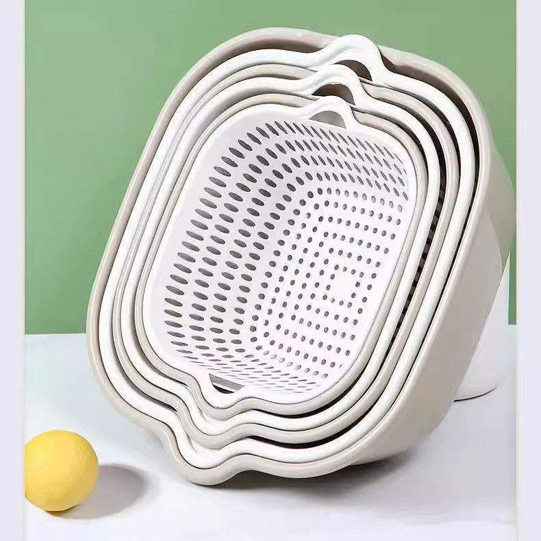 Double-layer kitchen sink drain basket hot pot platter vegetable wash basket home living room plastic fruit basin wash fruit plate
