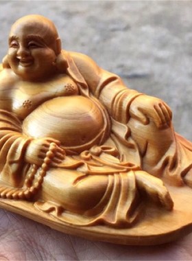 精雕崖柏笑口常开客厅保平安