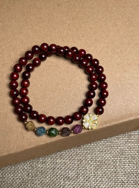 小叶紫檀双圈款佛珠手链