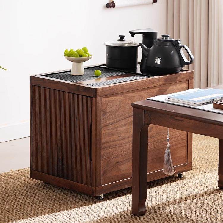 北美黑胡桃移动茶水柜实木边柜小型家用茶几烧水壶一体茶台小茶桌,淘宝优惠券,粉丝福利购,淘宝优惠卷