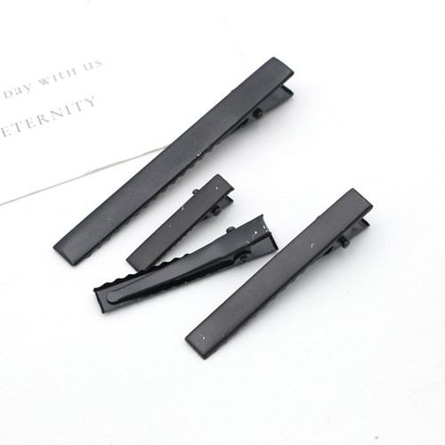 黑色一字夹哑光磨砂金属发夹DIY手工发夹配件材料加厚发卡鸭嘴夹 - 图1