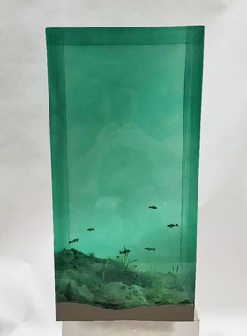 透明树脂海底雕塑岸边人家海洋摆件玻璃钢玄关样板间水晶胶装饰品