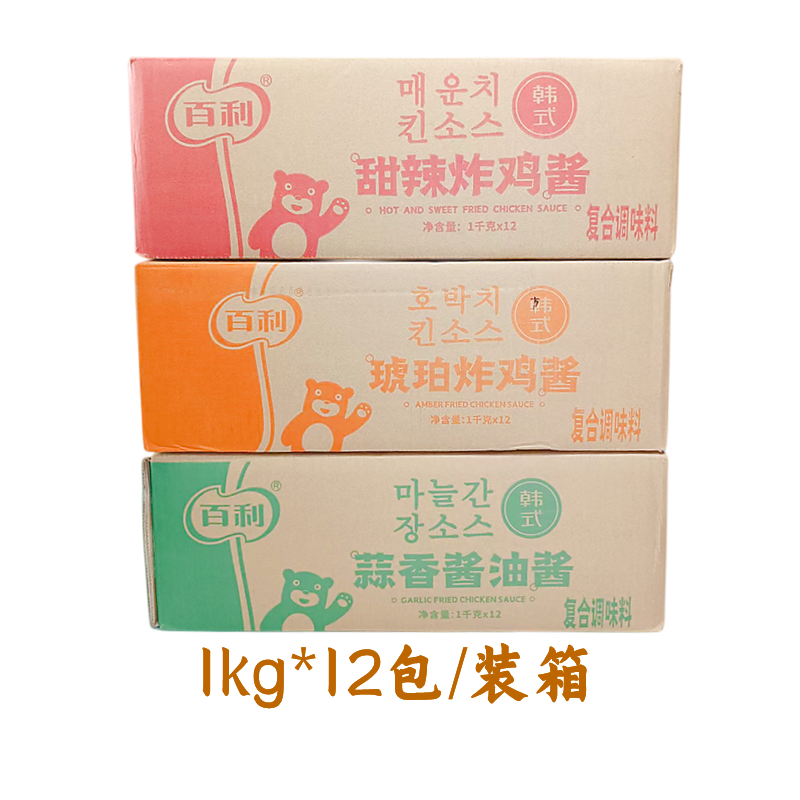 百利韩式炸鸡酱1kg*12袋/箱奶香芝士琥珀甜辣酸甜蒜香酱油芥末酱-图2