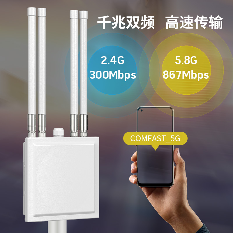 COMFAST CF-WA820户外大功率无线AP双频5G千兆端口1200M室外三防路由器信号桥接POE供电基站景区公园WiFi覆盖 - 图1