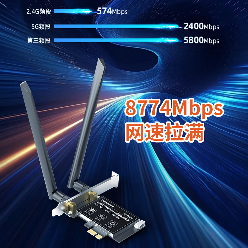 COMFAST英特尔WiFi7无线网卡BE200台式机电脑8774M千兆三频2.4G/5G/6G蓝牙5.4千兆PCIE接口二合一wifi接收器-图3