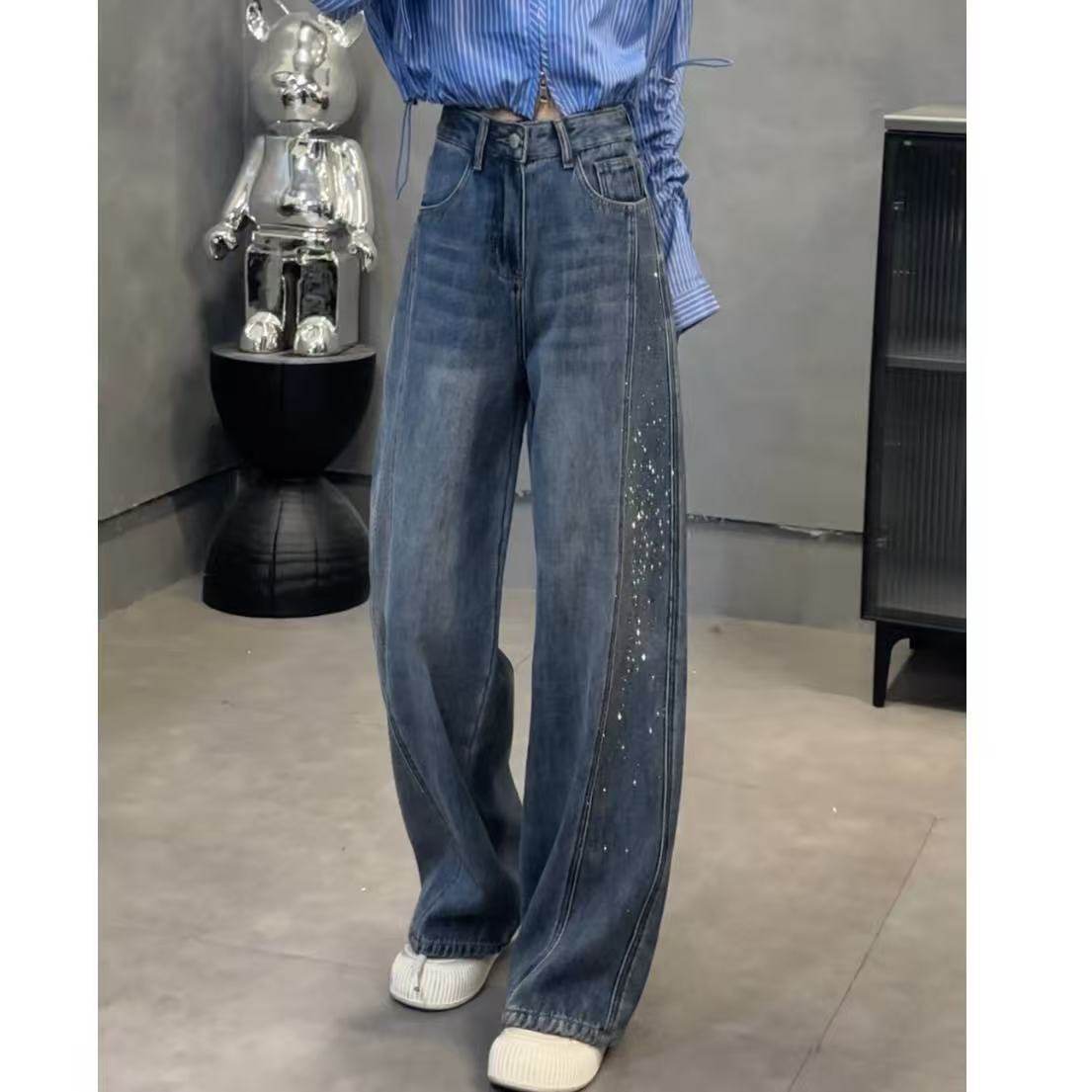 （加绒/不加绒)秋冬新款青蓝阔腿牛仔裤女高腰显瘦长裤子1062,淘宝优惠券,粉丝福利购,淘宝优惠卷