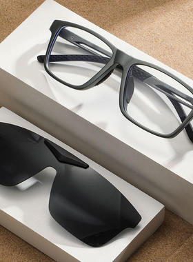 8562插片式翻盖墨镜套镜运动款二合一偏光太阳镜男可配近视眼镜框