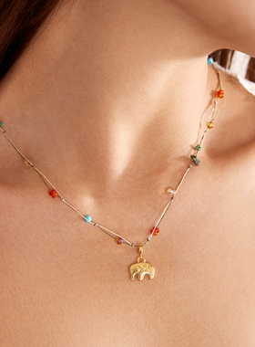 金象幻彩项链美拉德小象吊坠
