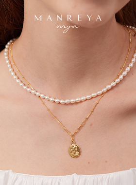 天然珍珠双层叠带项链春夏款女