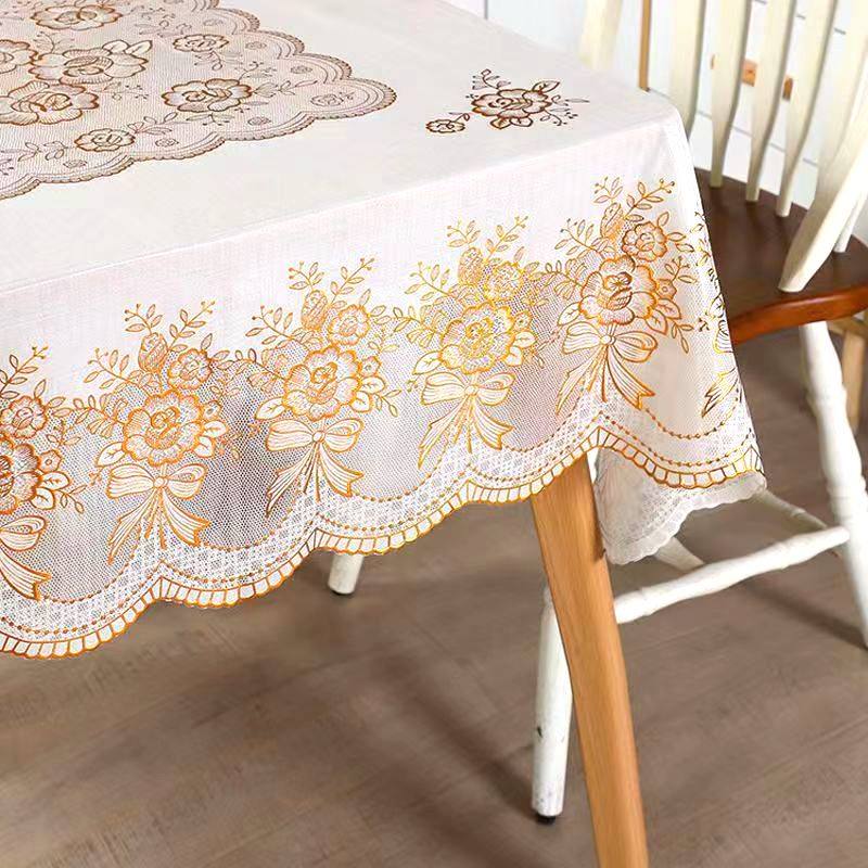 PVC正方形桌布烫金蕾丝塑料餐桌盖布防水防油防烫免洗八仙桌台布,淘宝优惠券,粉丝福利购,淘宝优惠卷