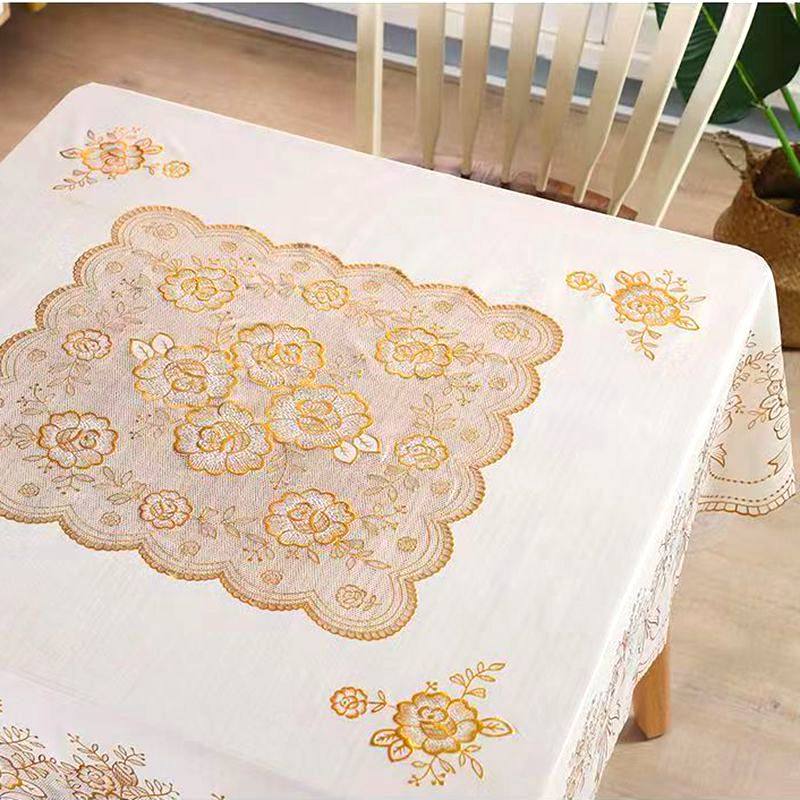 PVC正方形桌布烫金蕾丝塑料餐桌盖布防水防油防烫免洗八仙桌台布,淘宝优惠券,粉丝福利购,淘宝优惠卷