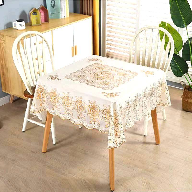 PVC正方形桌布烫金蕾丝塑料餐桌盖布防水防油防烫免洗八仙桌台布,淘宝优惠券,粉丝福利购,淘宝优惠卷