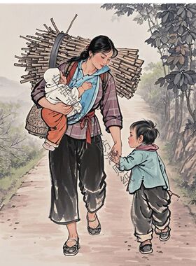 慈祥的母爱图自粘防水贴纸画卧室客厅玄关走廊阳台出租房装饰画