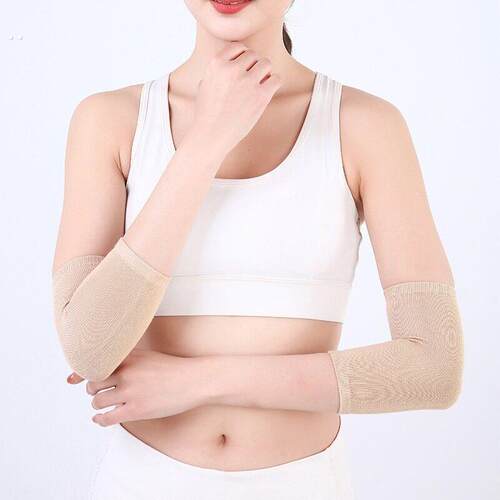 纯棉护胳膊手臂套保暖男女针织加长护肘护臂关节薄款假袖子护腕套 - 图1