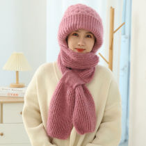 Cap scarf Thickened Snowstorm Cap Lady Autumn Winter New Ocean Air Wool Thread Knit Woven Warm Net Red Hat