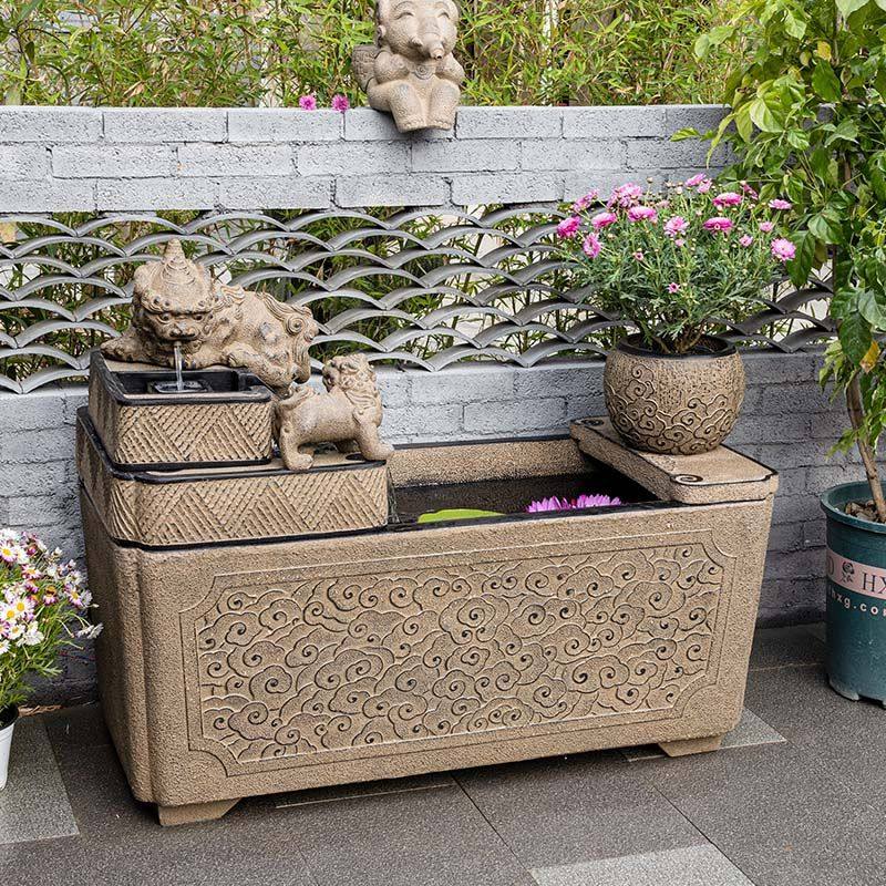 户外造景鱼池流水摆件循环水庭院装饰养鱼喷泉水景观仿古鱼缸家用,淘宝优惠券,粉丝福利购,淘宝优惠卷