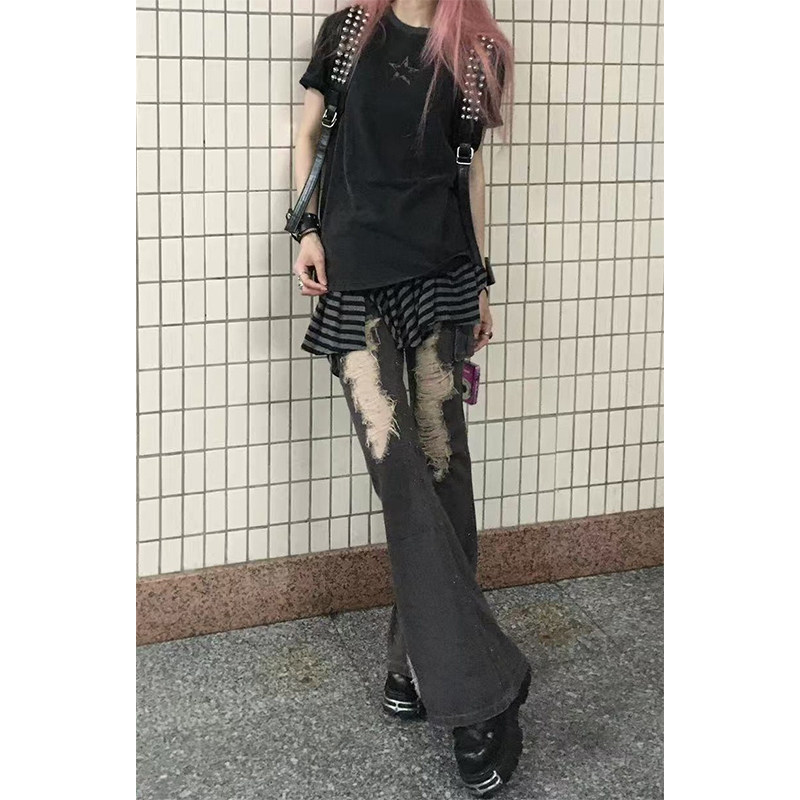 美式复古设计感低腰破洞牛仔裤女2025秋季新款时尚修身显瘦长裤女,淘宝优惠券,粉丝福利购,淘宝优惠卷