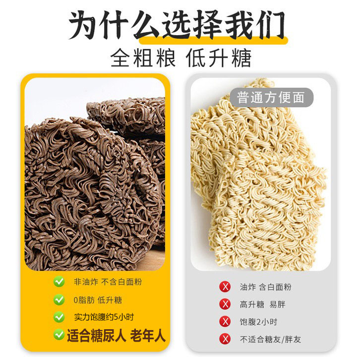 荞麦面条糖尿人粗粮主食糖人友控食物无糖尿饼专用零食品旗舰店