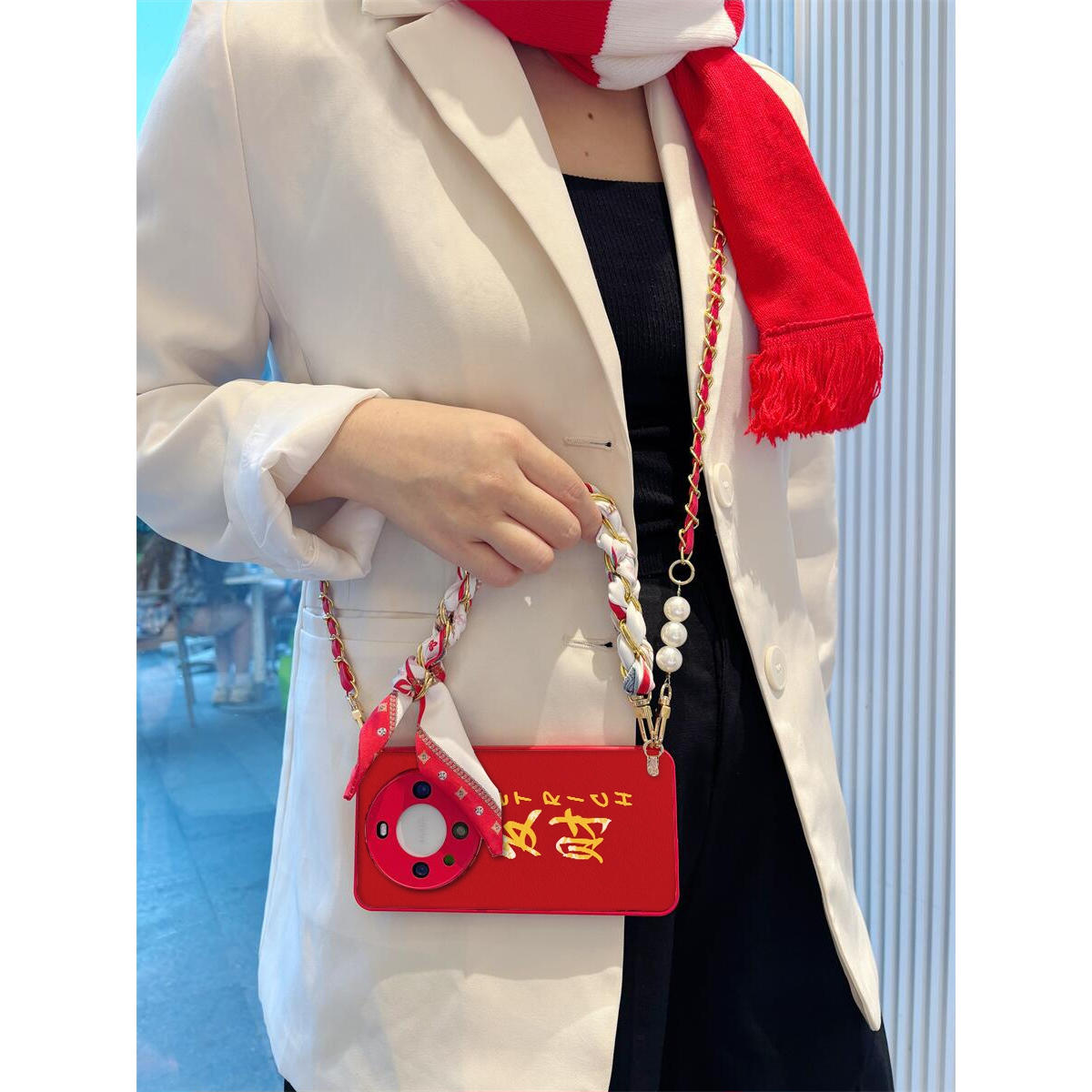 适用reno14pro手机壳oppo斜r挎+发财a丝巾find硅x胶11软0壳9全8包7防6摔5标4准3梦2境1女g/plus/s新e款z/k - 图1