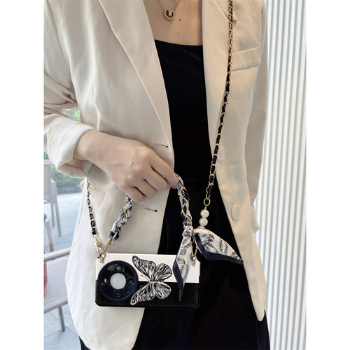 vivo斜挎y300手机壳黑白蝴蝶200丝巾u适100用pro硅z胶i/plus/t/m全s包e防g摔v女+高9级8新7款6/5/4/3/2/1/0/x - 图2