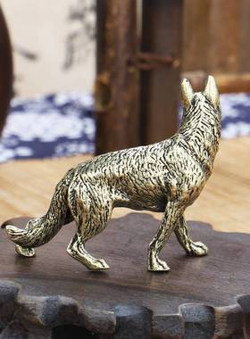 包邮大号纯铜狼狗风水摆件 看门狗贵犬护运守财铜狗工艺品