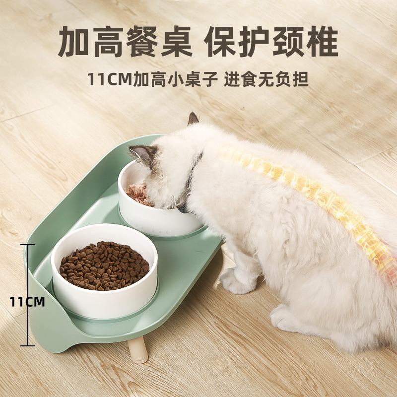 陶瓷猫碗食碗饭盆食盆狗狗碗狗盆猫咪猫粮防打翻水碗双碗宠物用品 - 图0