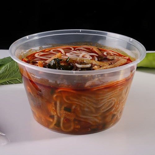 一次性餐盒圆形打包盒圆盒饭盒加厚食品级塑料外卖冰粉碗带盖商用 - 图2