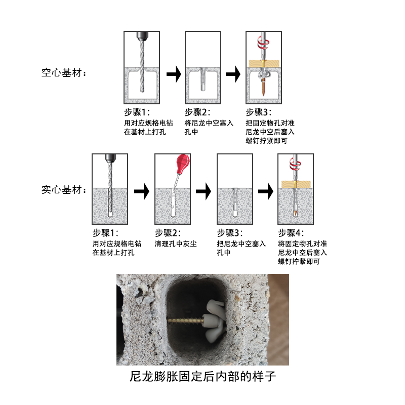 蜂窝砖多孔砖空心墙 干挂瓷砖大理石专用膨胀 尼龙中空膨胀螺丝 - 图0