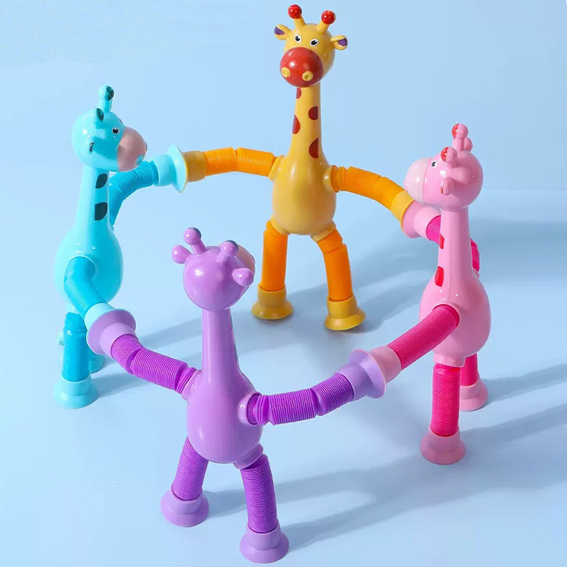 世界上超级好玩的玩具发光百变长颈鹿伸缩管益智卡通吸盘亲子解压 - 图1