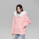 Cream style fur collar hooded sweater, soft, waxy and gentle thickened knitted autumn and winter coat