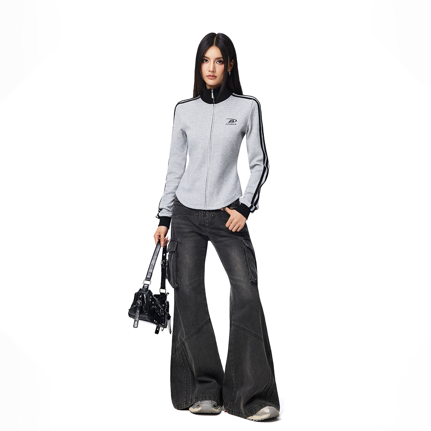 【Achock官方店】潮牌半高领修身显瘦外套女美式街头辣妹拉链卫衣