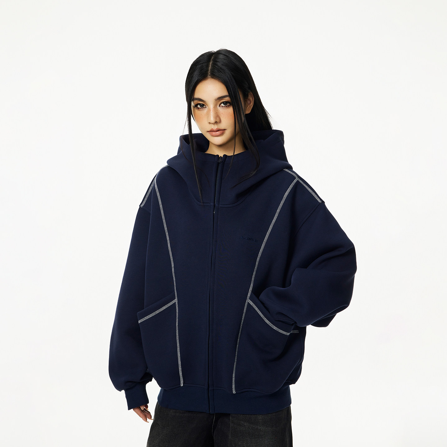 【Achock官方店】重磅空气层开衫拉链卫衣外套25春款情侣廓形上衣